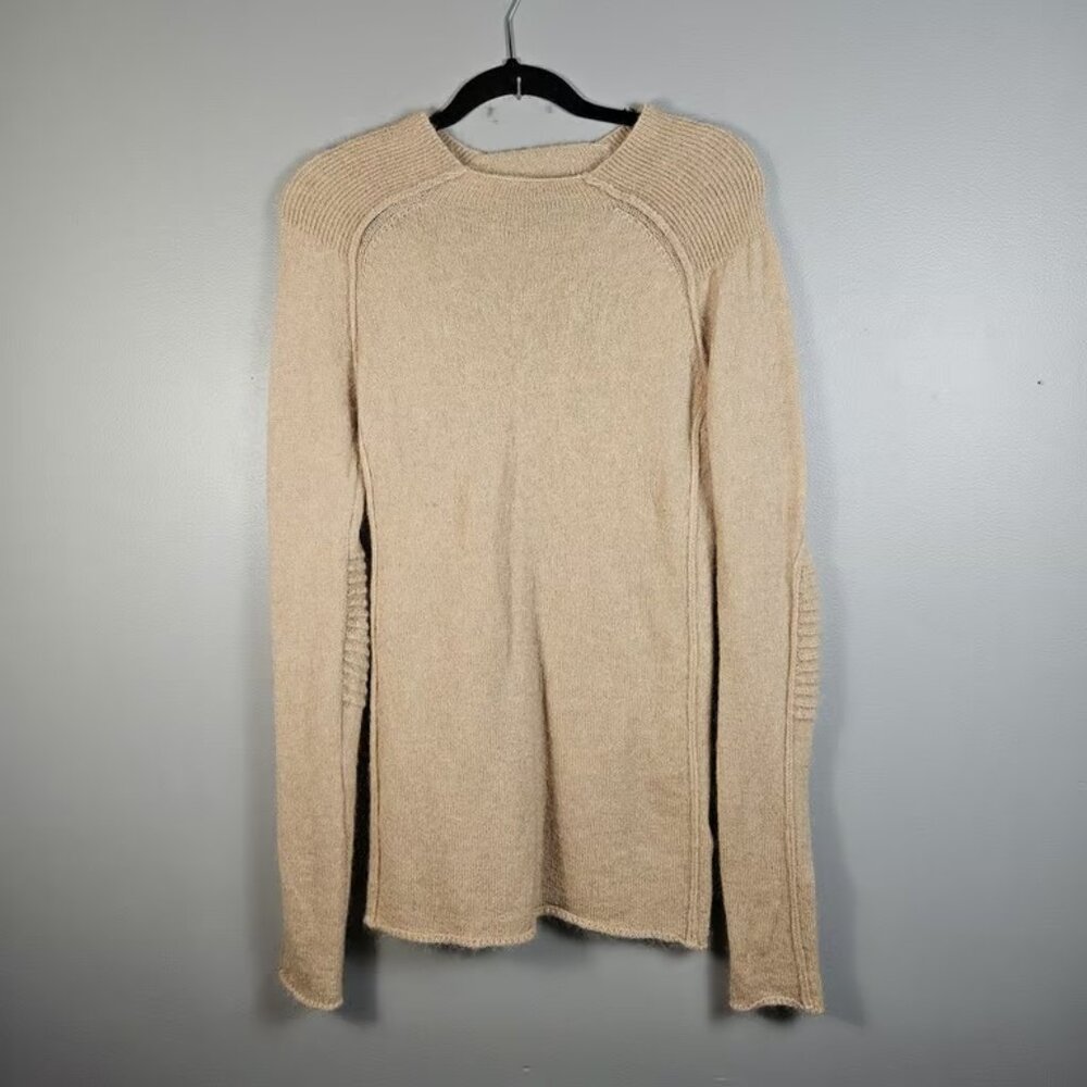 H&M Tunic Sweater Wool/Mohair Blend Tan Womens Size 12 Ribbed Accents Soft Cozy